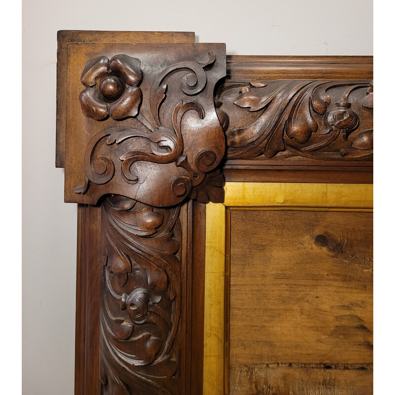 Cornice d'epoca Art Nouveau in legno di noce, Francia 1920