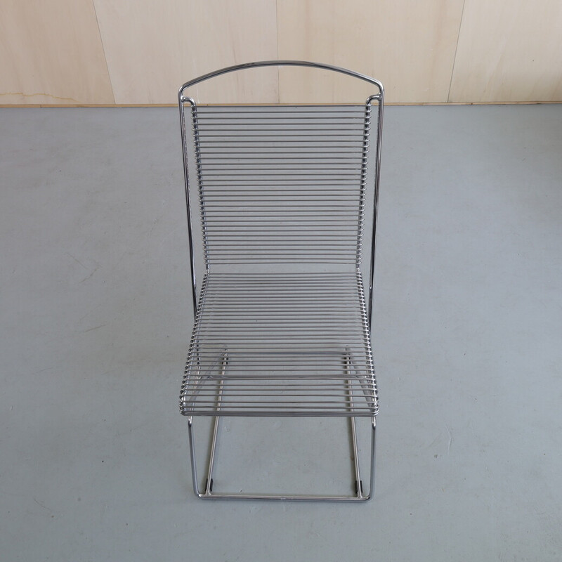 Juego de 4 sillas vintage de alambre metálico, años 80
