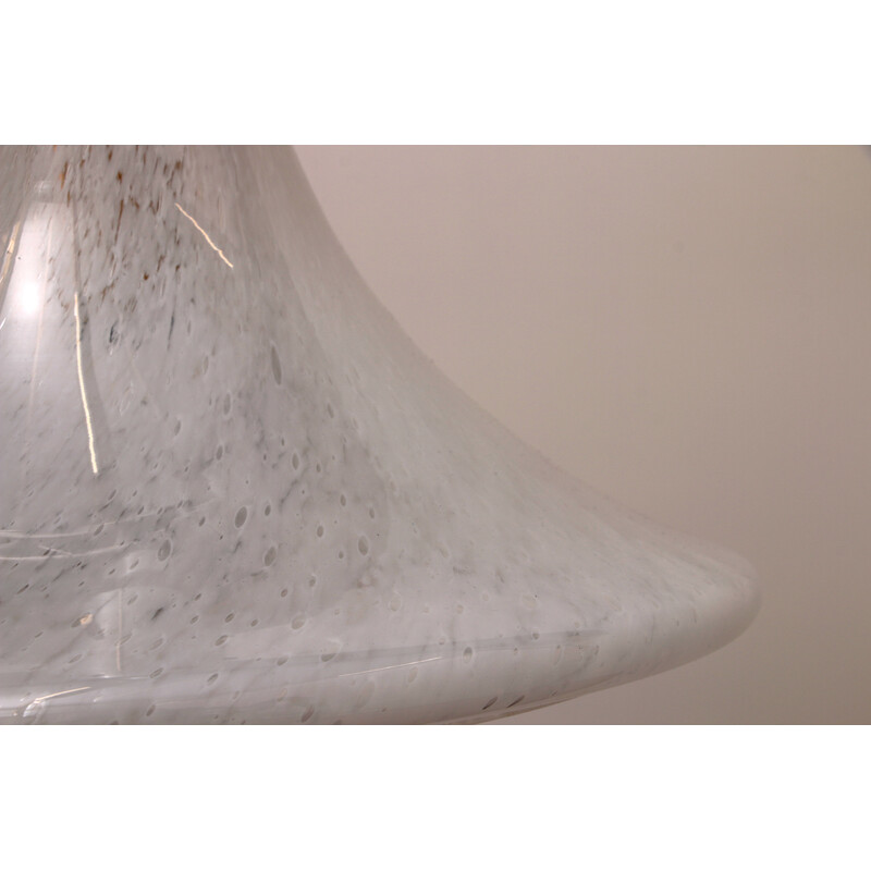 Vinatge pendant lamp in white Murano glass by Glashutte Limburg, Germany 1970