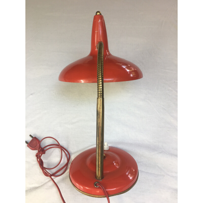 Aluminor red-orange table lamp - 1950s