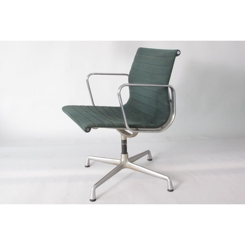 Vintage Ea 108 armchair in aluminum by Charles and Ray Eames for Vitra, 1958