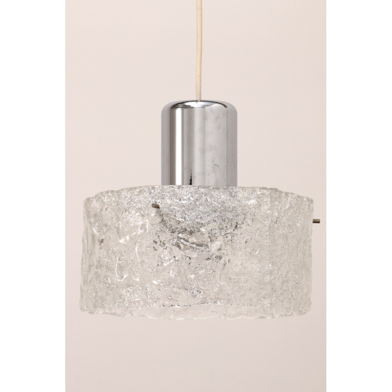 Vintage ice glass lamp by Egon Hillebrand, Germany 1960