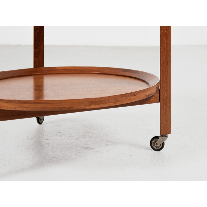 Vintage trolley with 2 teak serving trays, Denmark 1960