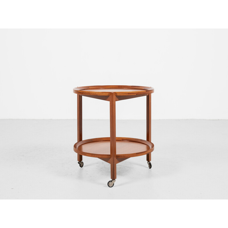 Vintage trolley with 2 teak serving trays, Denmark 1960