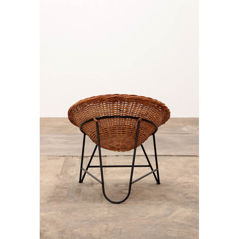 Vintage wicker armchair by Mathieu Matégot, 1950