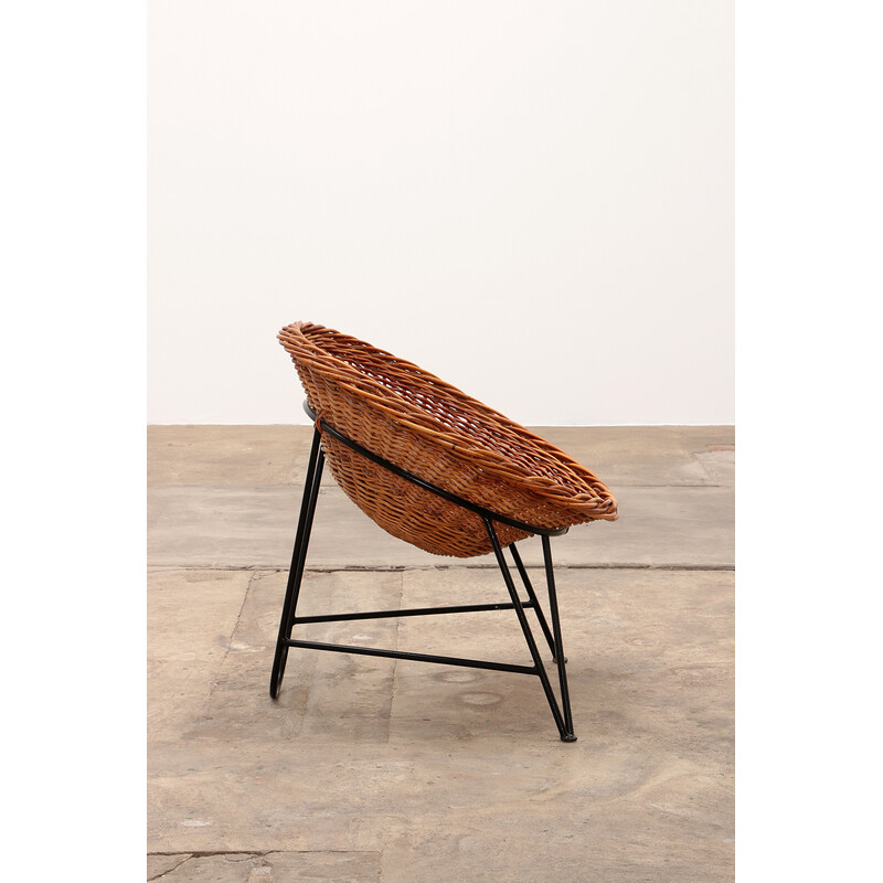 Vintage wicker armchair by Mathieu Matégot, 1950