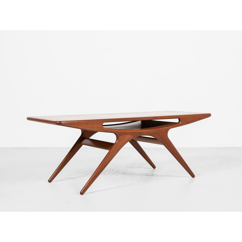 Vintage Smile coffee table in teak by Johannes Andersen for Silkeborg, Denmark 1950