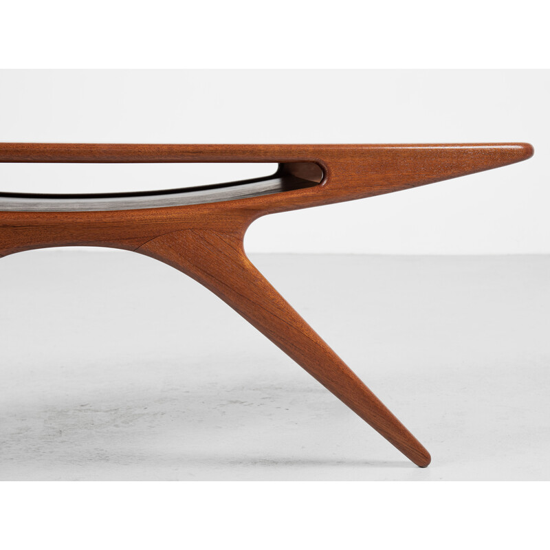 Vintage Smile coffee table in teak by Johannes Andersen for Silkeborg, Denmark 1950