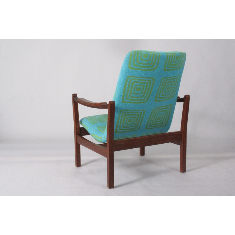 Vintage teak and fabric armchair, Denmark 1960