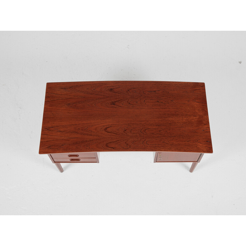 Vintage teak desk with curved top, Denmark 1960