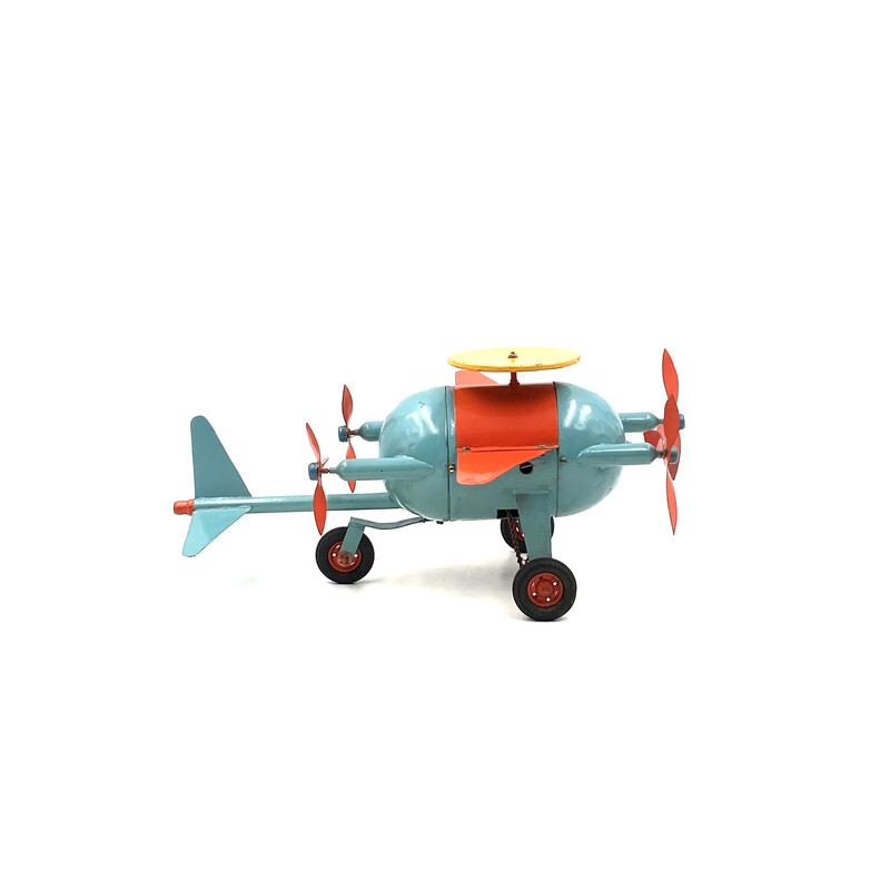 Brinquedo de avião vintage vermelho e azul, França