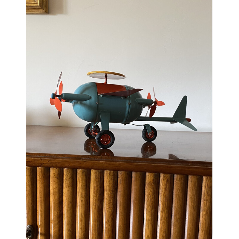 Vintage rot und blau Flugzeug Spielzeug, Frankreich