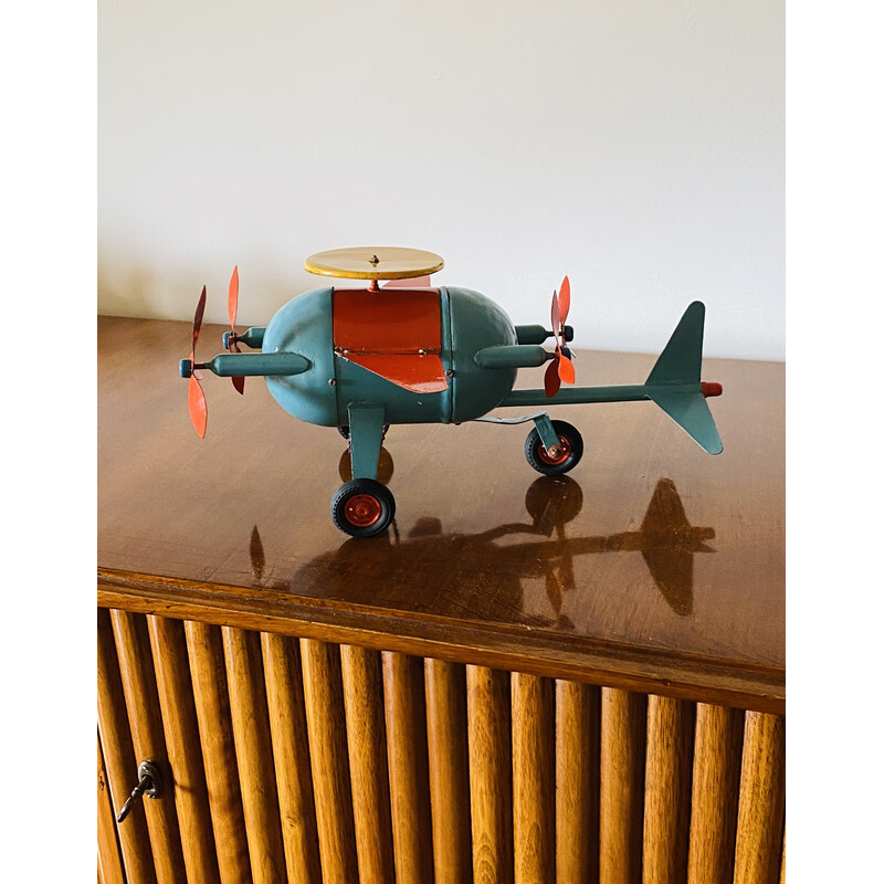 Vintage red and blue airplane toy, France