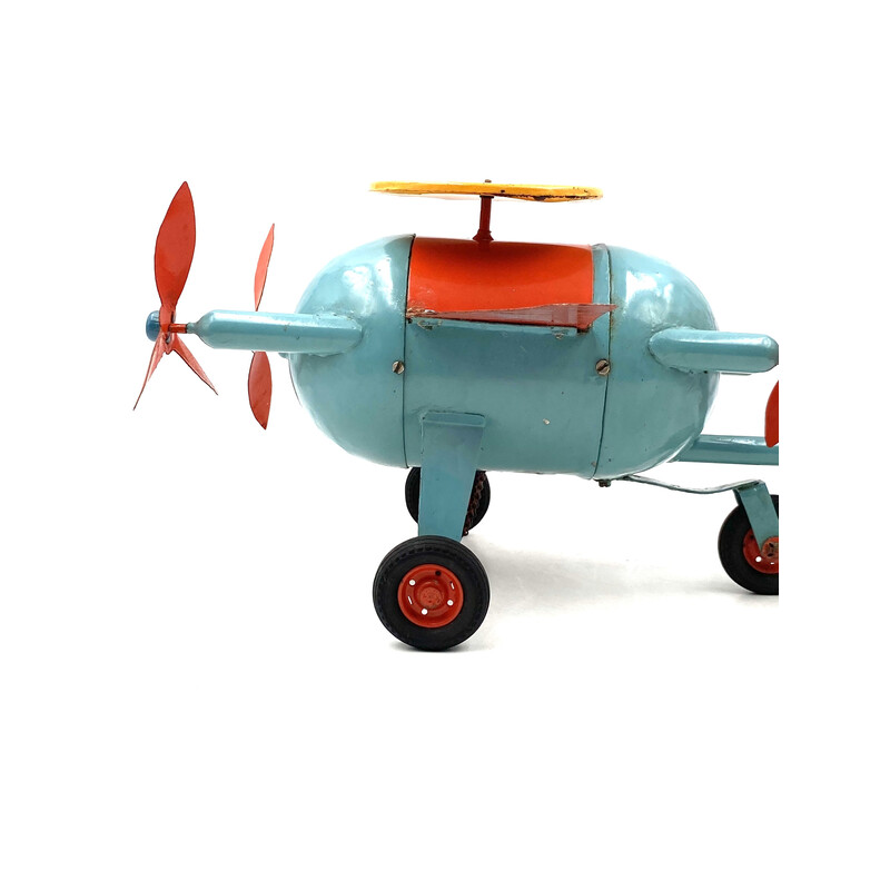 Vintage rood en blauw vliegtuig speelgoed, Frankrijk