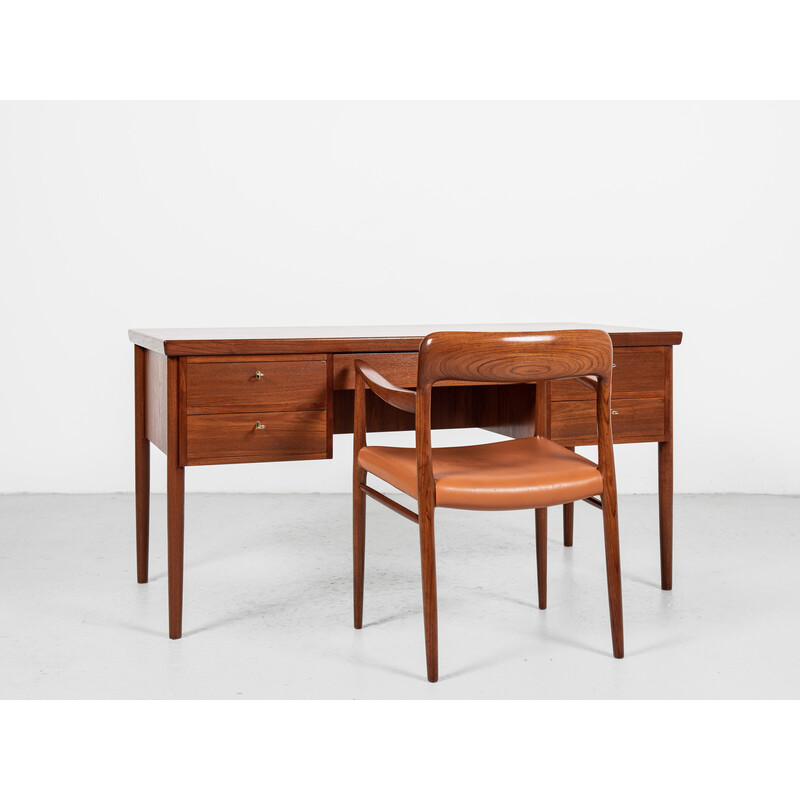 Scrivania danese di metà secolo in teak con 5 cassetti, anni '60