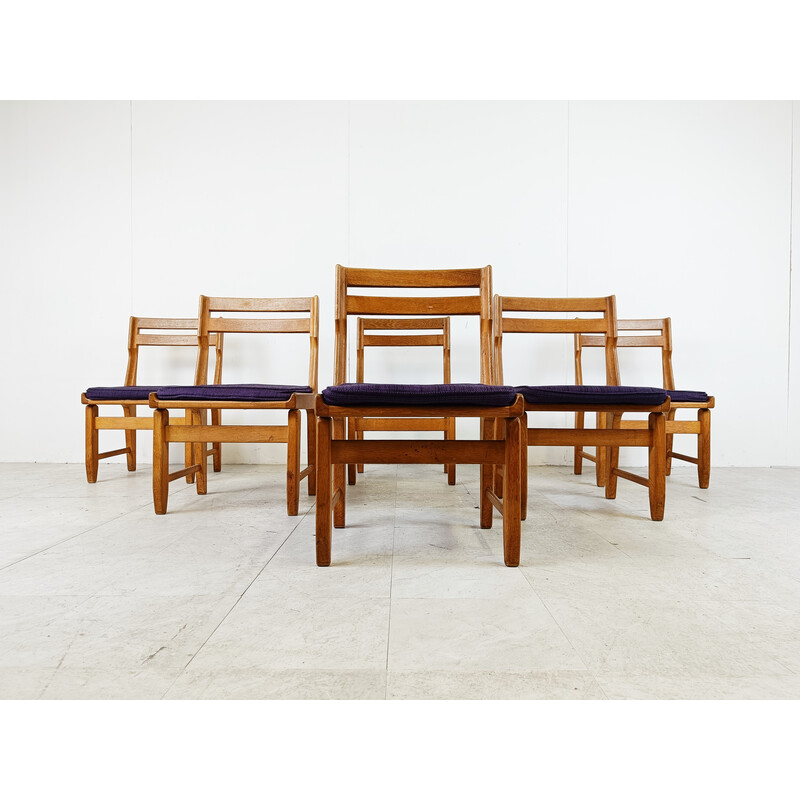 Set of 6 vintage Raphael chairs by Guillerme and Chambron for Votre Maison, France 1960s