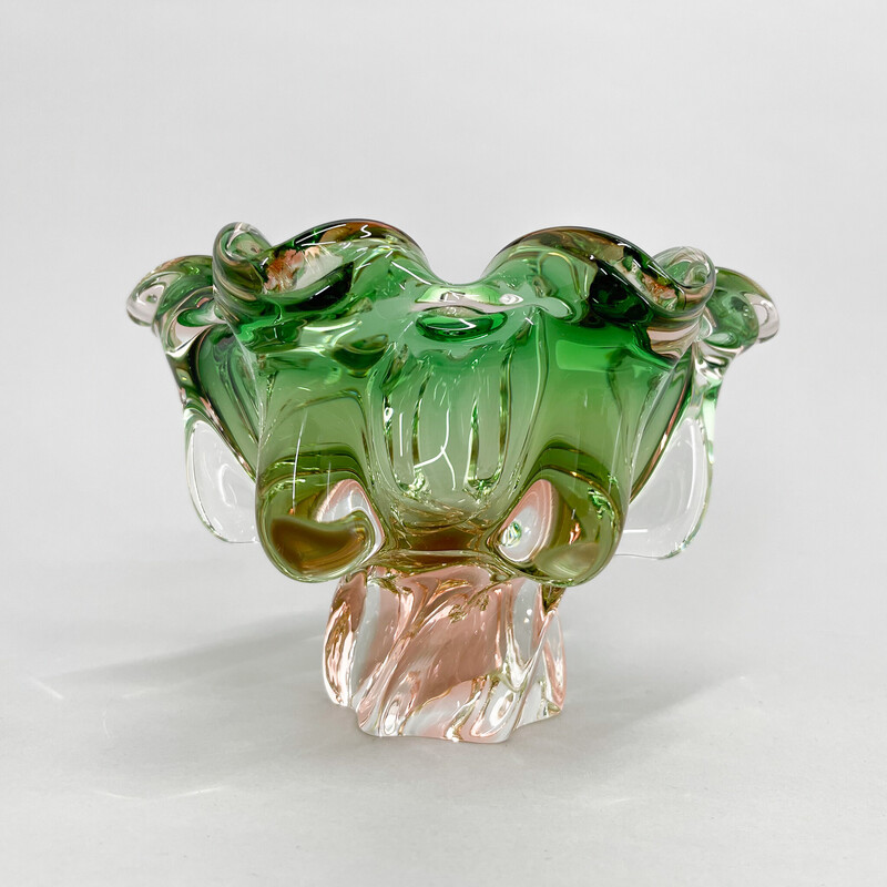 Cuenco antiguo de Josef Hospodka para Chribska Glassworks, Checoslovaquia