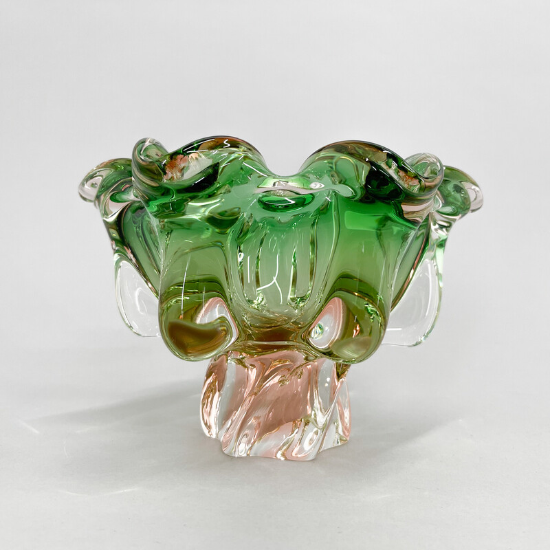 Taça de vidro artístico vintage de Josef Hospodka para a Chribska Glassworks, Checoslováquia