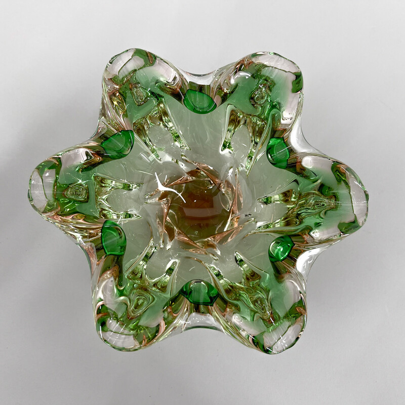 Taça de vidro artístico vintage de Josef Hospodka para a Chribska Glassworks, Checoslováquia