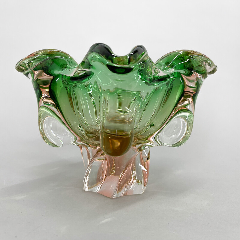 Bol vintage en verre d'art par Josef Hospodka pour Chribska Glassworks, Tchécoslovaquie