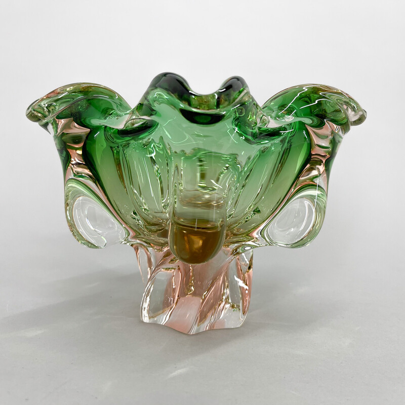 Taça de vidro artístico vintage de Josef Hospodka para a Chribska Glassworks, Checoslováquia