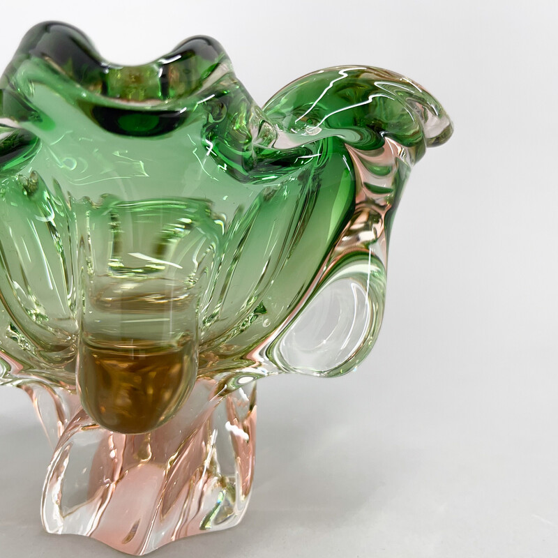 Taça de vidro artístico vintage de Josef Hospodka para a Chribska Glassworks, Checoslováquia