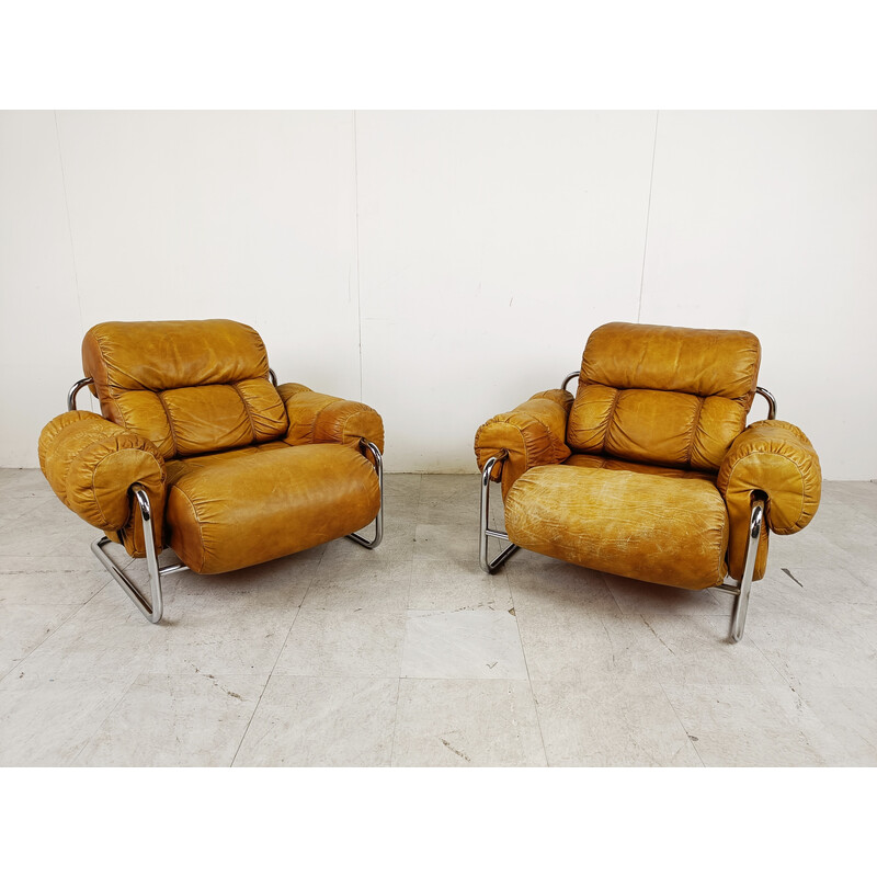 Pareja de sillones vintage "Tucroma" de Guido Faleschini para Mariani, Italia 1970