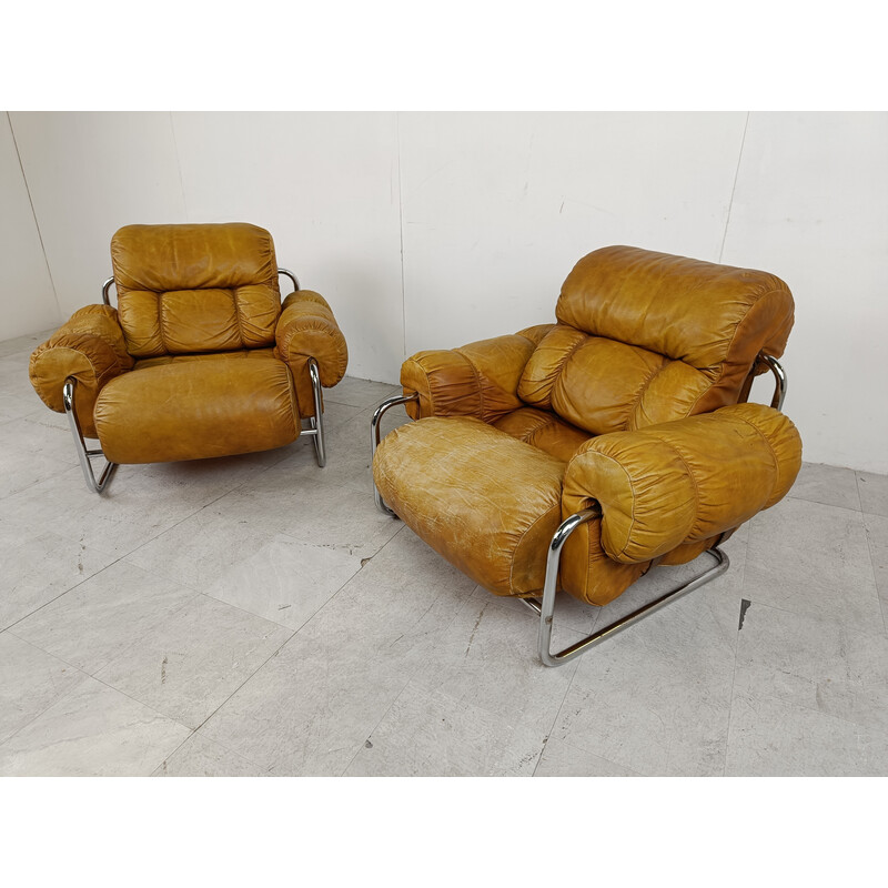 Paar vintage "Tucroma" fauteuils van Guido Faleschini voor Mariani, Italië 1970