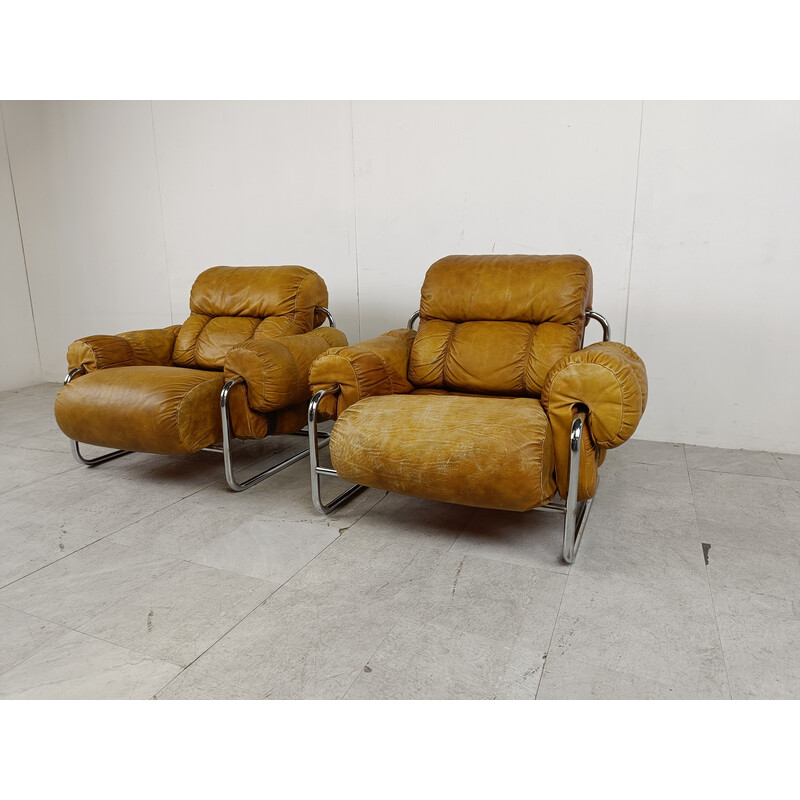 Pair of vintage "Tucroma" armchairs by Guido Faleschini for Mariani, Italy 1970