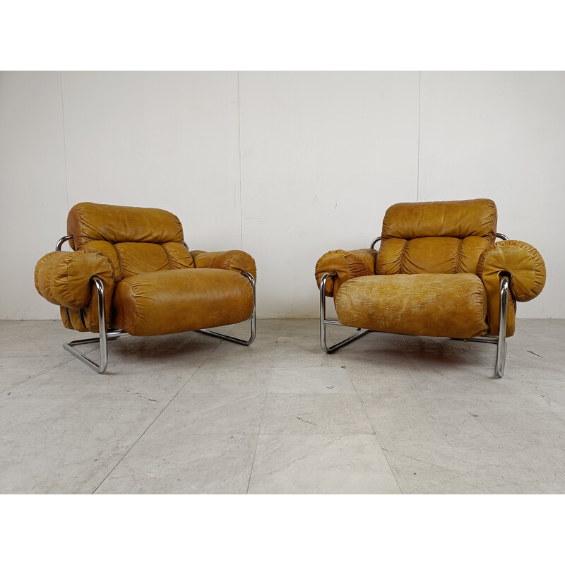 Paar vintage "Tucroma" fauteuils van Guido Faleschini voor Mariani, Italië 1970