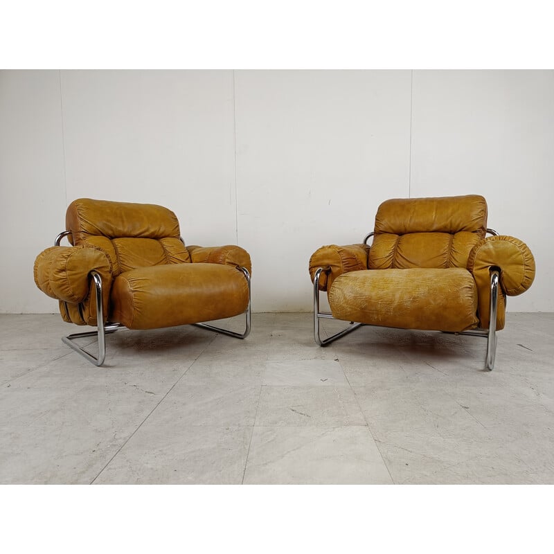 Pair of vintage "Tucroma" armchairs by Guido Faleschini for Mariani, Italy 1970