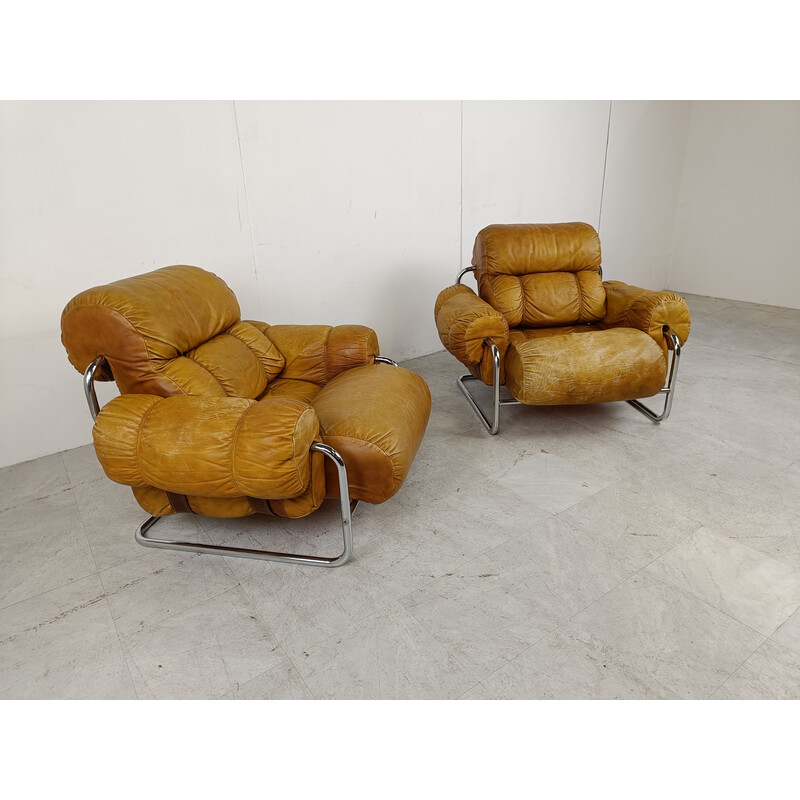 Pair of vintage "Tucroma" armchairs by Guido Faleschini for Mariani, Italy 1970