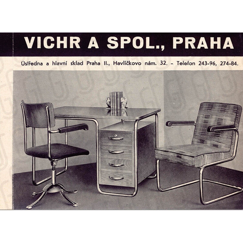 Scrivania vintage in rovere Bauhaus di Rudolf Vichr, 1930