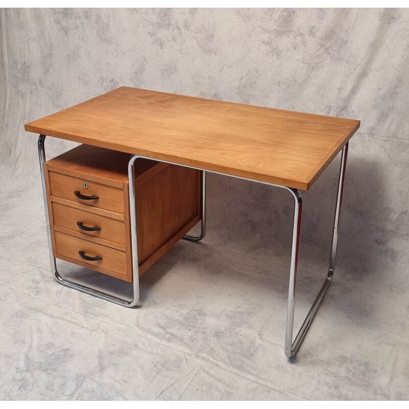 Vintage Bauhaus eikenhouten bureau van Rudolf Vichr, 1930