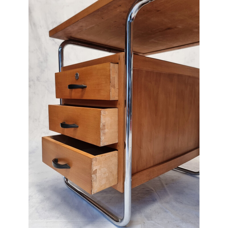 Vintage Bauhaus eikenhouten bureau van Rudolf Vichr, 1930