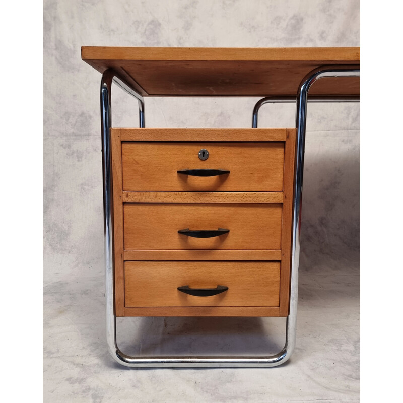 Vintage Bauhaus eikenhouten bureau van Rudolf Vichr, 1930