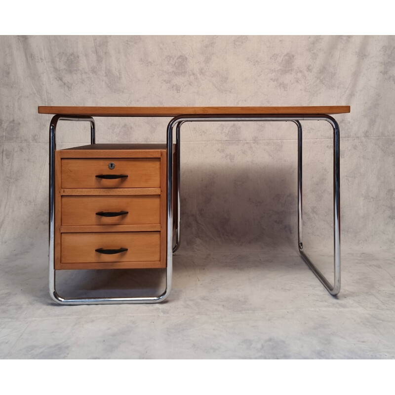 Vintage Bauhaus oakwood desk by Rudolf Vichr, 1930