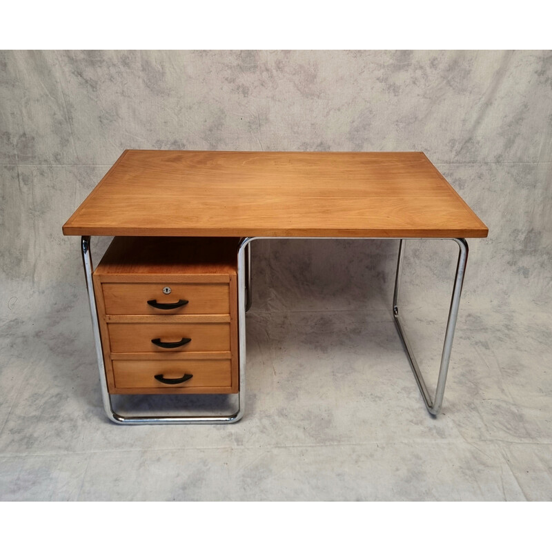Vintage Bauhaus oakwood desk by Rudolf Vichr, 1930