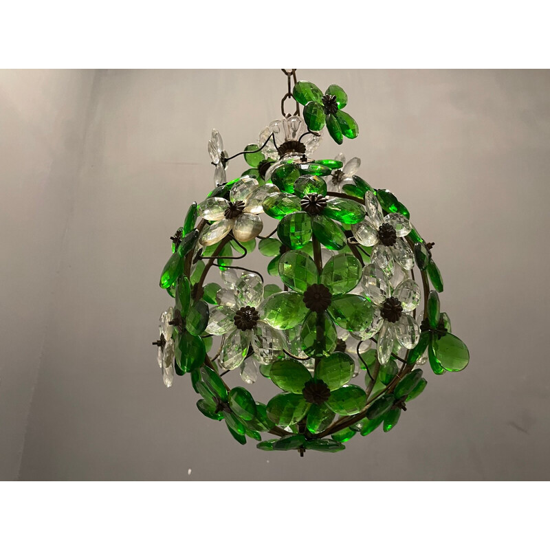 Lámpara colgante vintage en forma de flor en cristal de Murano, años 60