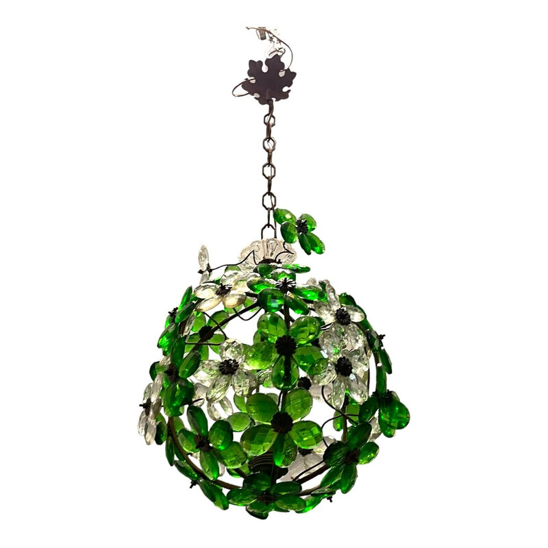 Vintage flower-shaped pendant lamp in Murano glass, 1960s