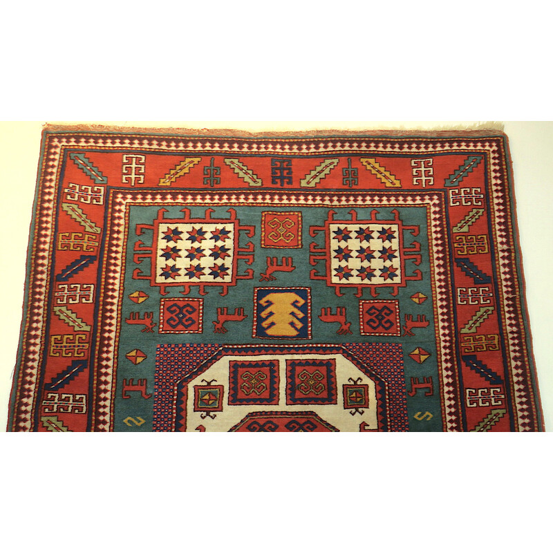 Alter kasachischer Karatschopf-Teppich mit geometrischen Motiven, 1920-1930