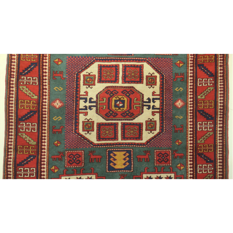 Tapete Vintage Kazak Karachopf com motivos geométricos, 1920-1930