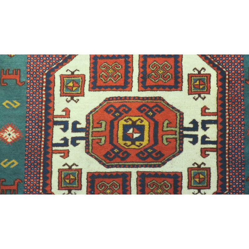 Tapete Vintage Kazak Karachopf com motivos geométricos, 1920-1930