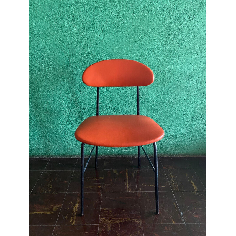 Vintage leather and metal chairs, Italy