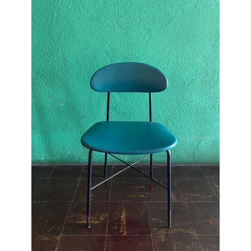 Vintage leather and metal chairs, Italy