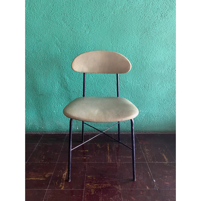 Vintage leather and metal chairs, Italy