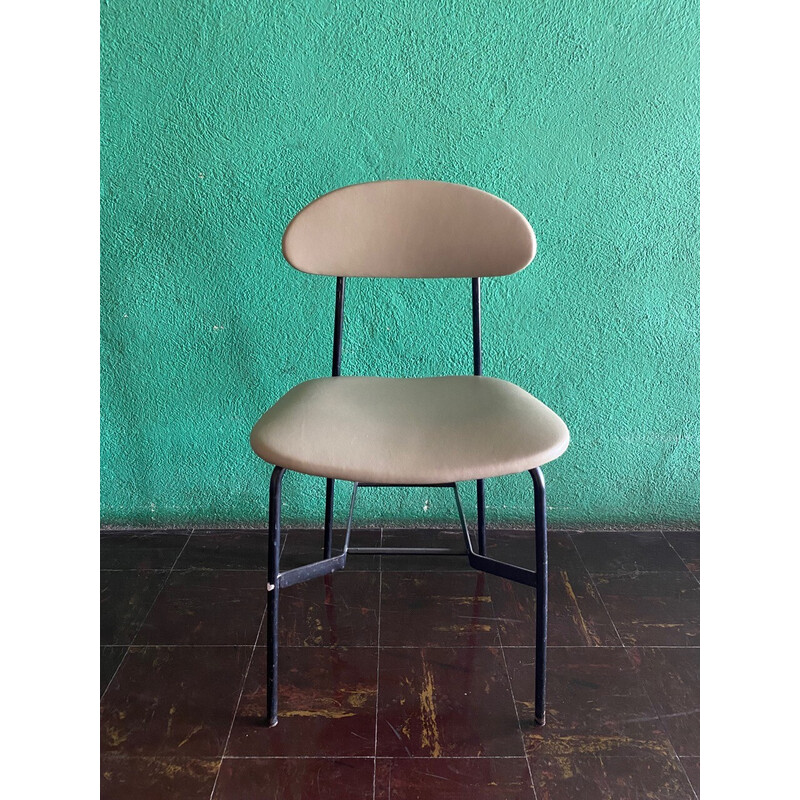 Vintage leather and metal chairs, Italy