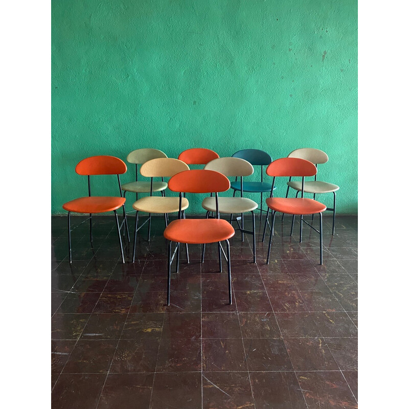 Vintage leather and metal chairs, Italy