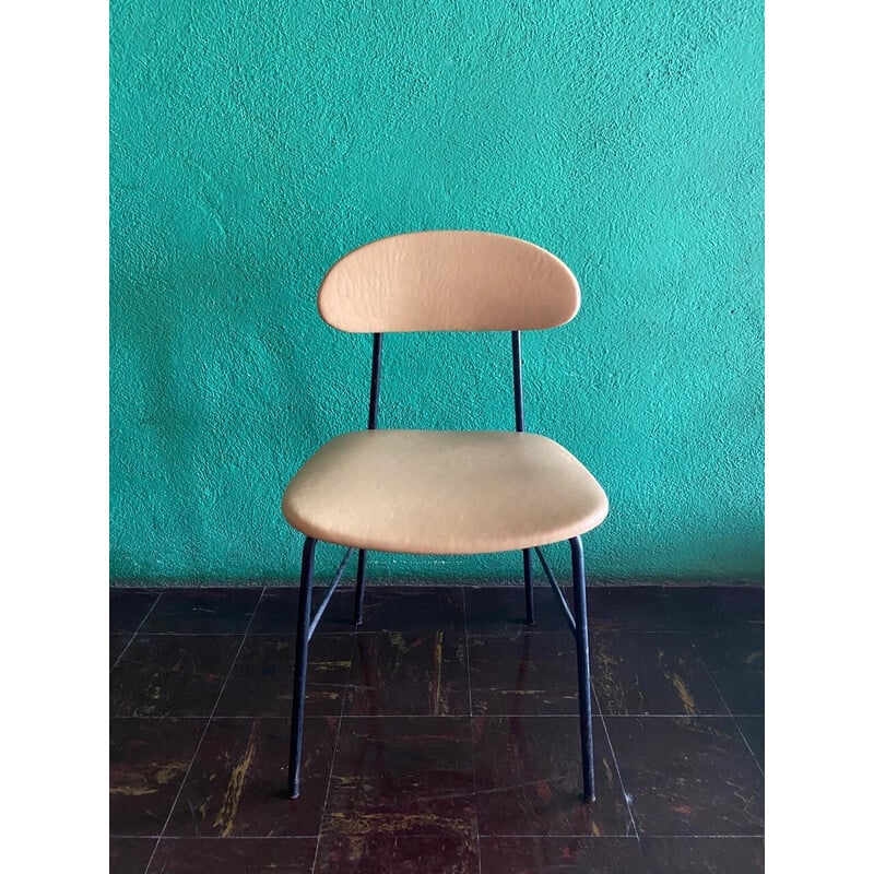 Vintage leather and metal chairs, Italy