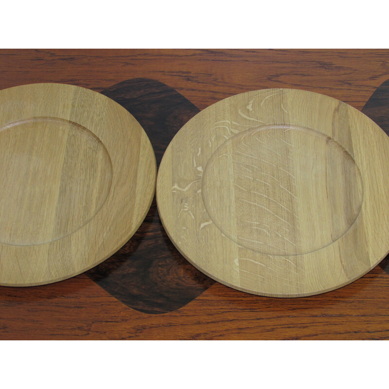 Set di 5 piatti vintage in legno massiccio di quercia di Ddmm, Danimarca 1960